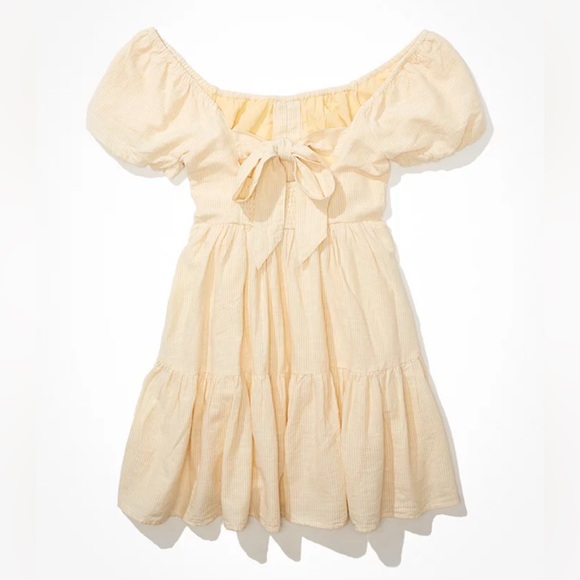 NEW AE Striped Button-Front Babydoll Mini Dress - Picture 4 of 9